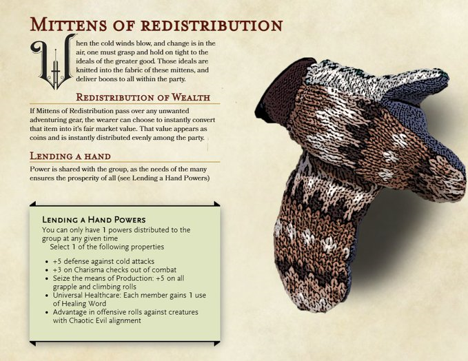 Someone put a stat block together for Bernie Sanders’ iconic mittens